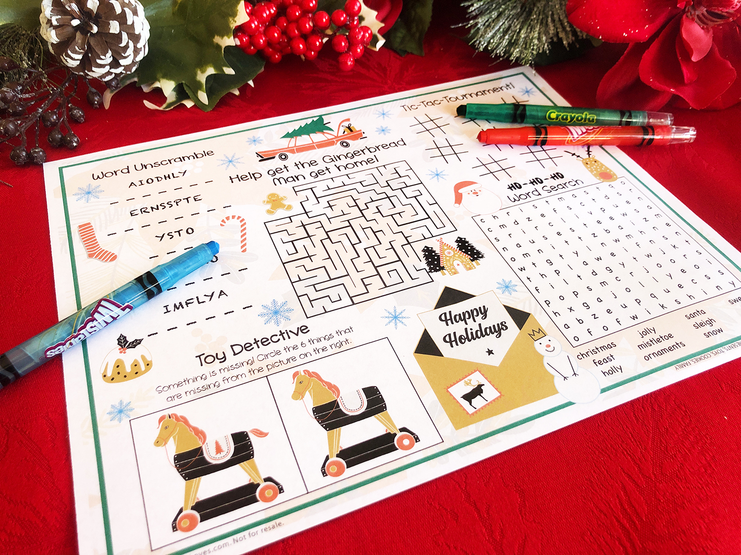 Southern Mom Loves Christmas Games Placemat for Your Kids' Table {Free