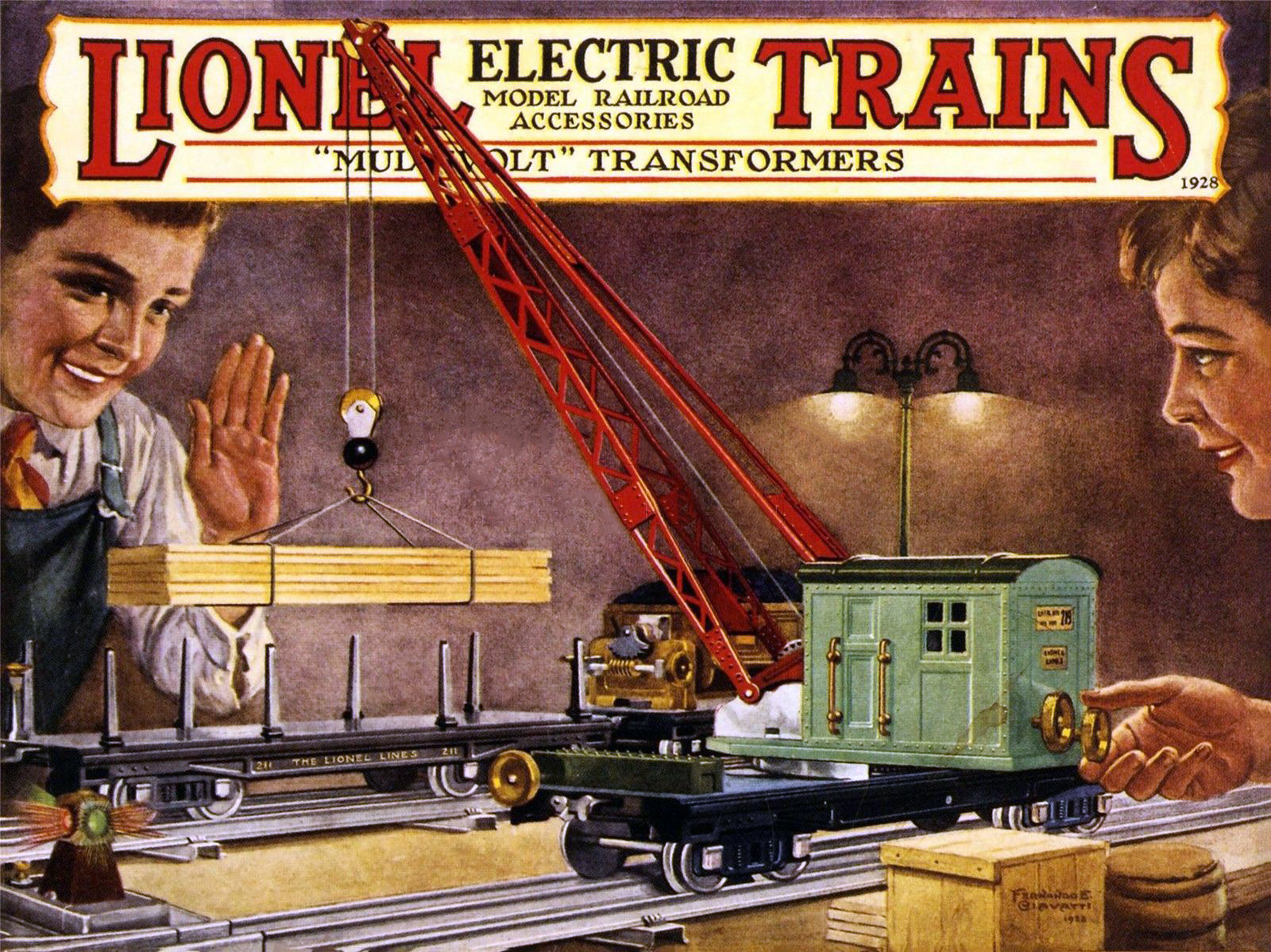 transpress nz Lionel electric toy trains poster, 1928