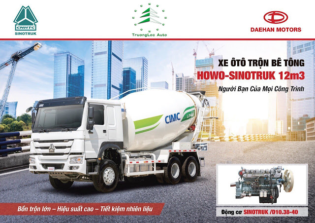 Xe trộn bê tông Howo Sinotruk 12m khối