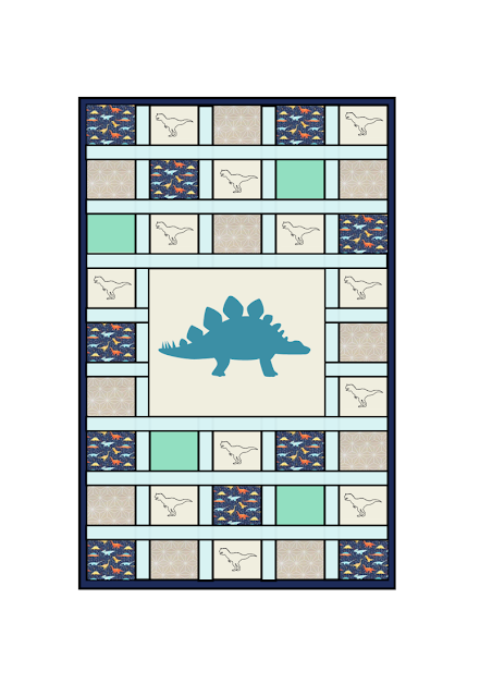 esquema colcha patchwork dinosaurios