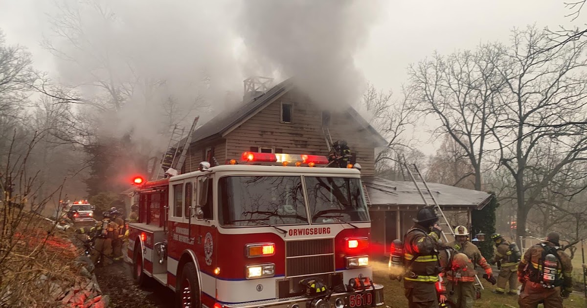 Fire Crews at the Scene of a Working House Fire in Orwigsburg