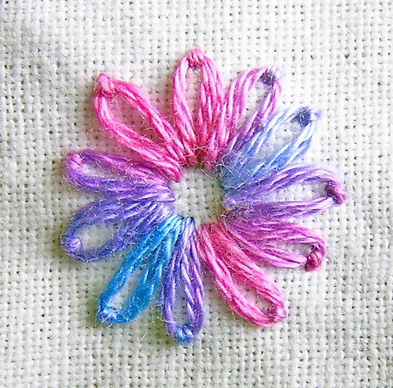 Mẫu thêu mũi Lazy Daisy