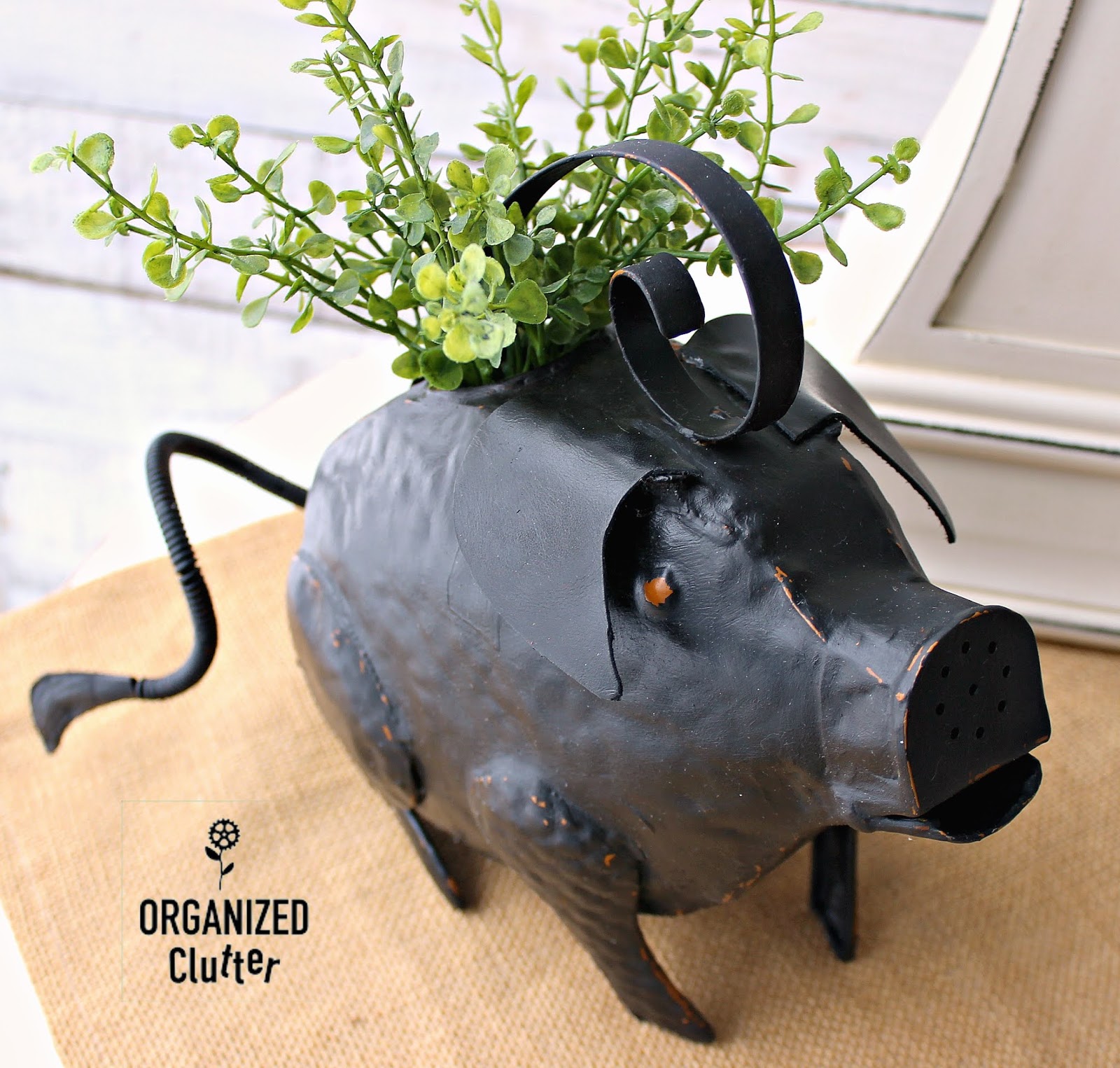 Upcycling An Earless Goodwill Pig Watering Can Organized Clutter