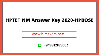 HPTET NON MEDICAL ANSWER KEY 2020- HPBOSE