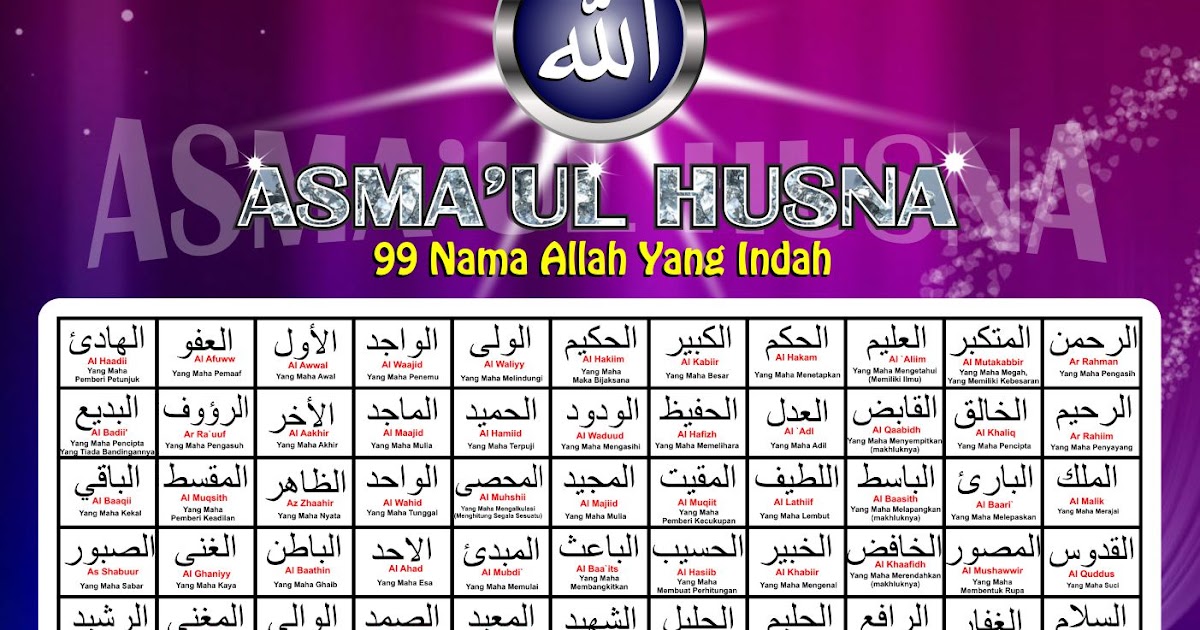 Asmaul Husna Jual Poster Kaligrafi Islam Asmaul Husna 02 Size