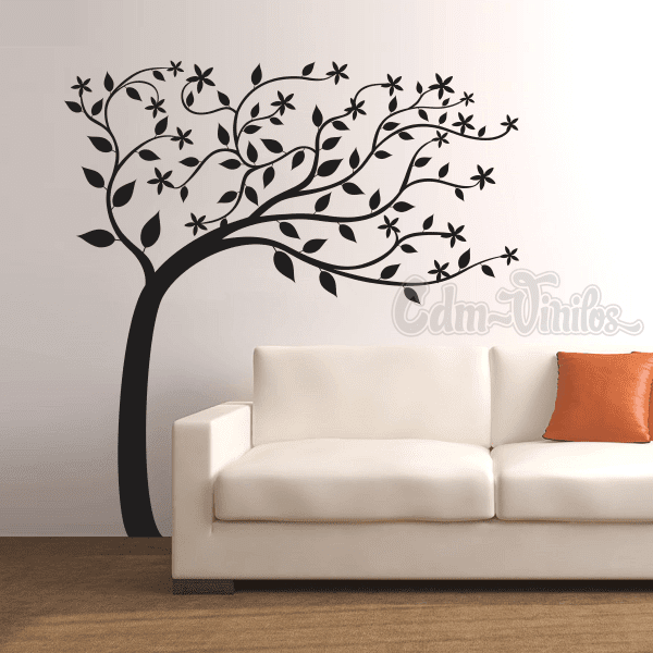 Vinilo Decorativo Para Pared Arbol Al Viento W430 Cdm Vinilos