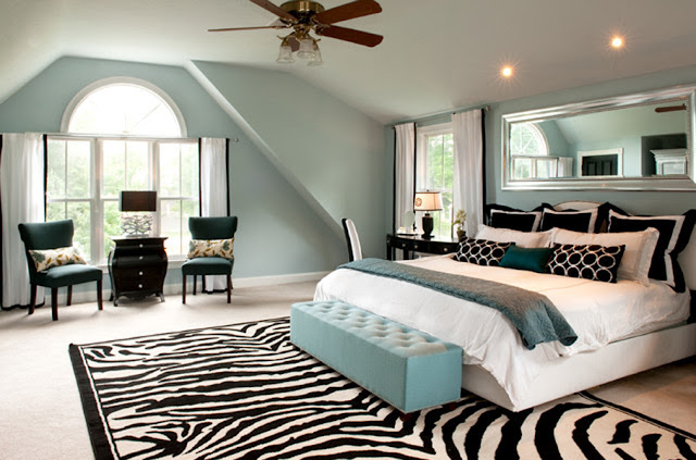 amazing zebra print bedroom decorating ideas with turquoise wall colors