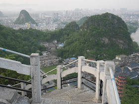 steps down from the top of Crane Peak at Diecai Hill in Guilin