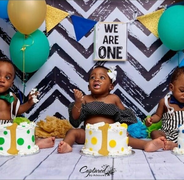 Nigerian woman who welcomed triplets after 6 years of waiting shares adorable photos as they turn one