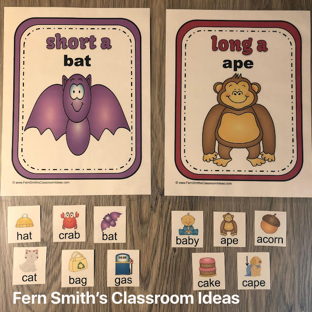 Short Vowels Sort and Long Vowels Sort with Vowel Activities Resource Bundle Perfect for Kindergarten, First, & Second Grade #FernSmithsClassroomIdeas