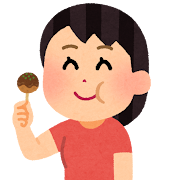 たこ焼きを食べる人のイラスト（女性）