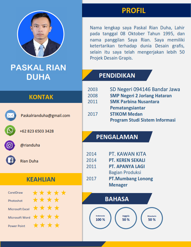 Download CV Lamaran Kerja Kreatif Format Doc Versi 1 Goliketrik