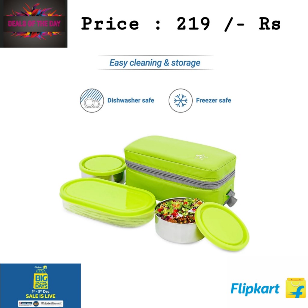 Flipkart SmartBuy Classic 3 Air Tight Containers Lunch Box (1300 ml)