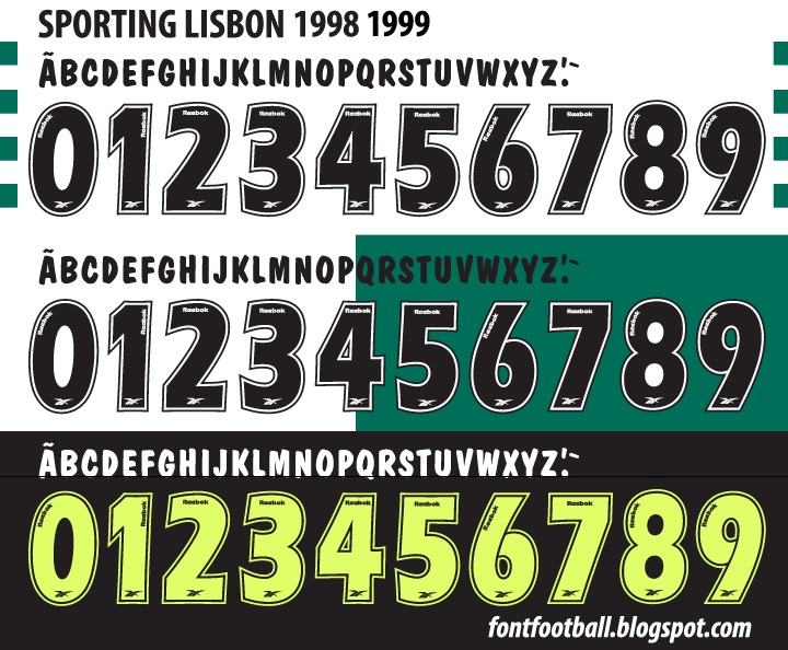 FONT FOOTBALL Font Vector Sporting Lisbon 1998 1999 kit