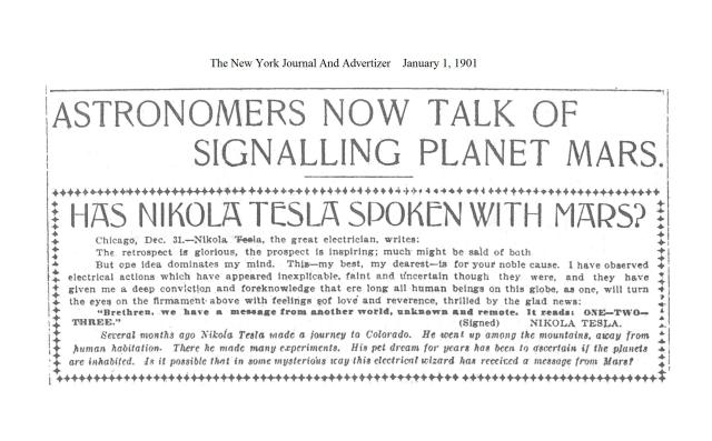 Người sao Hỏa gửi thông điệp bí mật đến Nikola Tesla bị những người đàn ông mặc áo đen che giấu