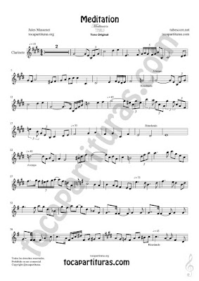  Clarinete Partitura de Meditation Sheet Music for Clarinet Music Score PDF/MIDI de Clarinete