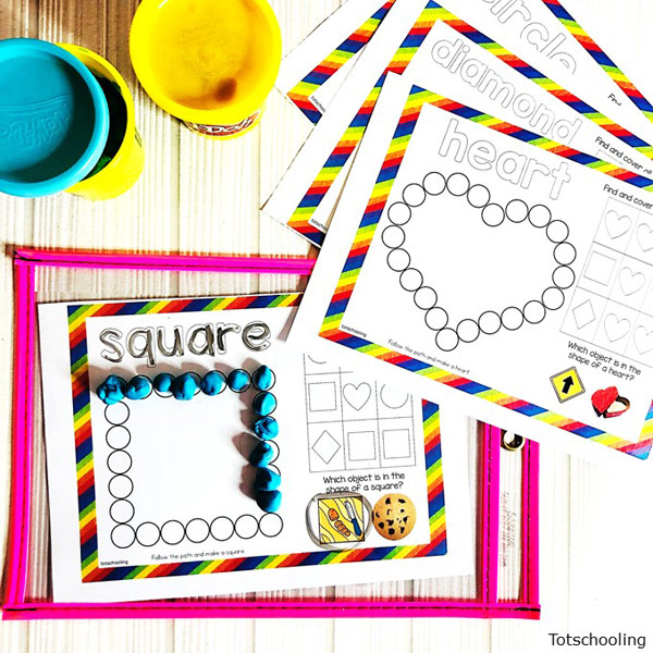 16 Playdoh Mats Printable Shapes for Preschoolers 