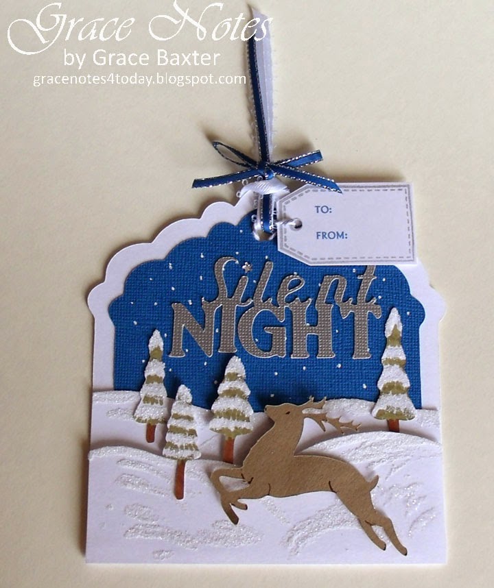 Silent Night, Christmas gift tag, front