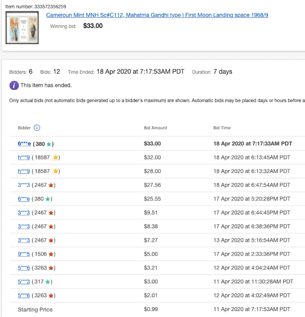 GANDHI STAMPS CLUB eBay Shill Bidding how to increase price on ebay