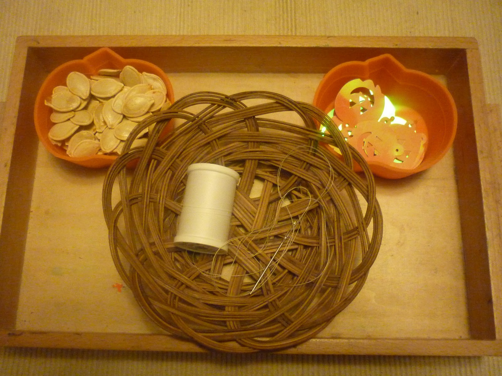 Pumpkin Seed Necklace Activity (Photo from The Work Plan)