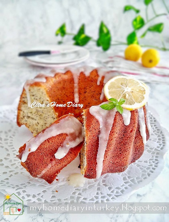 LEMON POPPY SEED YOGURT CAKE | Çitra's Home Diary. #lemoncake #coffeecake #lemon #poppyseed #dessert #lemonkek