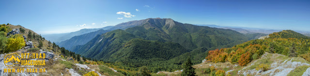 Panoramic view from Sokol area - starting from left Sokol peak, Loutraki (Pozar) area in Greece, central part Nidze peak 2.361 m.a.s.l, right Mariovo region Macedonia