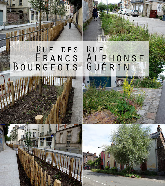 La rue des Francs Bourgeois et le rue Alphonse Guérin de Rennes : on aurait aimé autant de fantaisies pour les aménagement aux abords de la Place Saint-Germain...