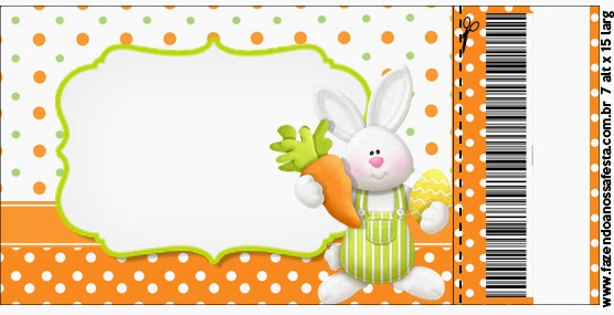 Pascua en Naranja: Invitaciones para Imprimir Gratis. Invitación tipo Ticket Master.