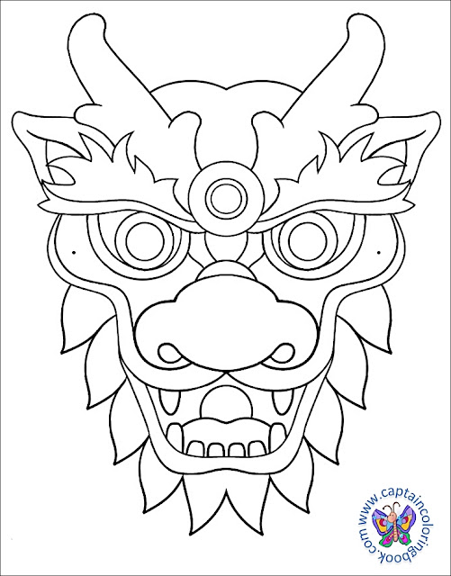 Chinese New Year Dragon Mask Coloring Page Coloring Pages