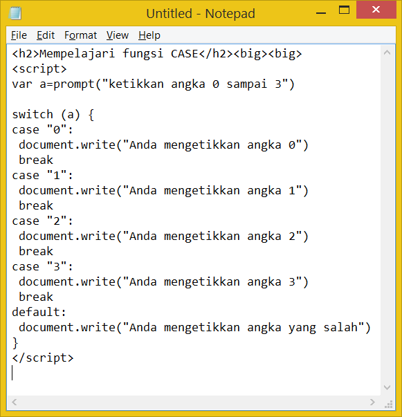 Operasi Percabangan Dengan Menggunakan Instruksi CASE Pada Javascript ...