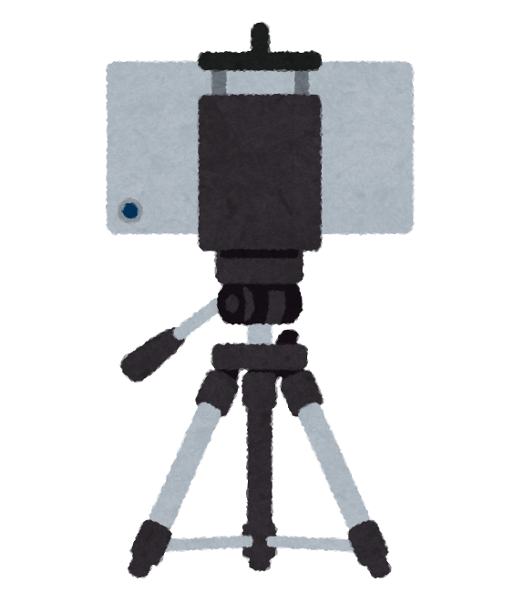 スマートフォンを載せた三脚のイラスト レンズ側 かわいいフリー素材集 いらすとや