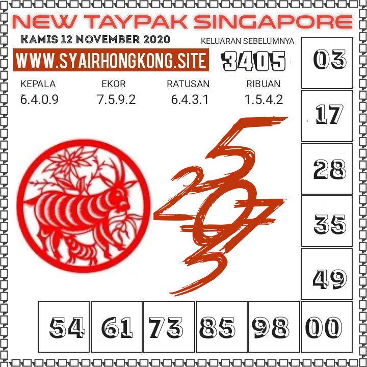 Syair Togel Singapore 12 November 2020. Syair Terlengkap hari ini