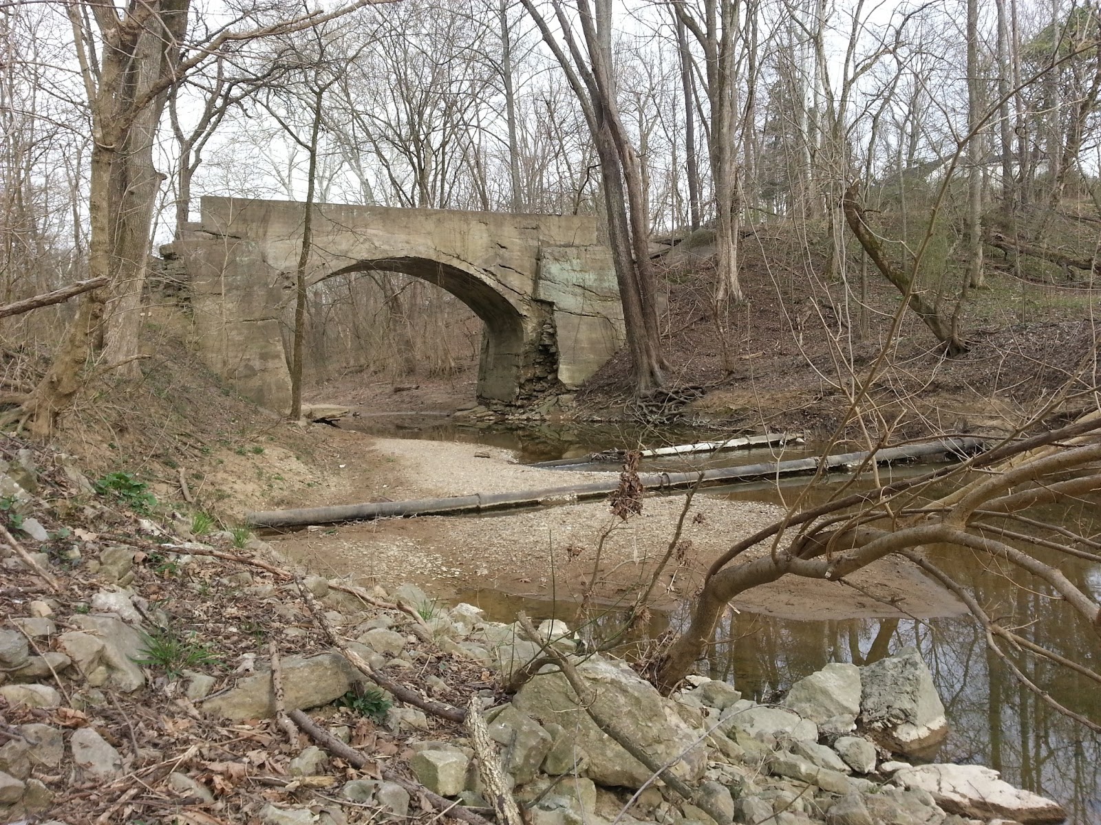 Eerie Indiana The collapsed Crooked Creek Bridge Madison, Indiana
