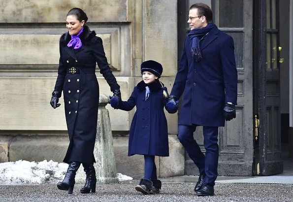 Crown Princess Victoria wore Ida Sjostedt jules coat. Prince Daniel and Princess Estelle attended Princess Victoria's Name Day celebrations