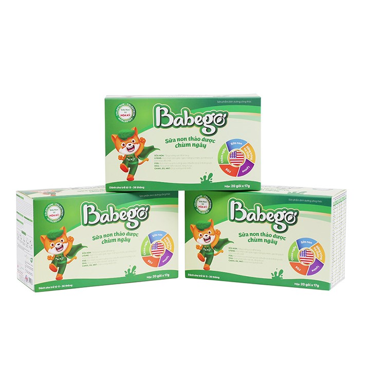 Combo 3 hộp Sữa non thảo dược chùm ngây Babego