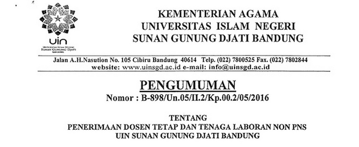 Lowongan Dosen Uin Sunan Gunung Djati Bandung 2016 Terbaru