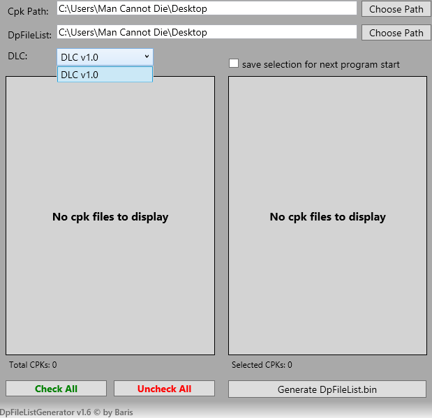 dpfilelist generator v1.5 by baris pes 2016