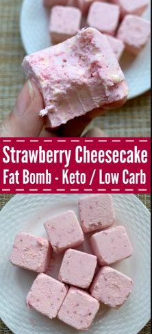 STRAWBERRY CHEESECAKE FAT BOMB - KETO / LOW CARB - Desserts Recipes Honney