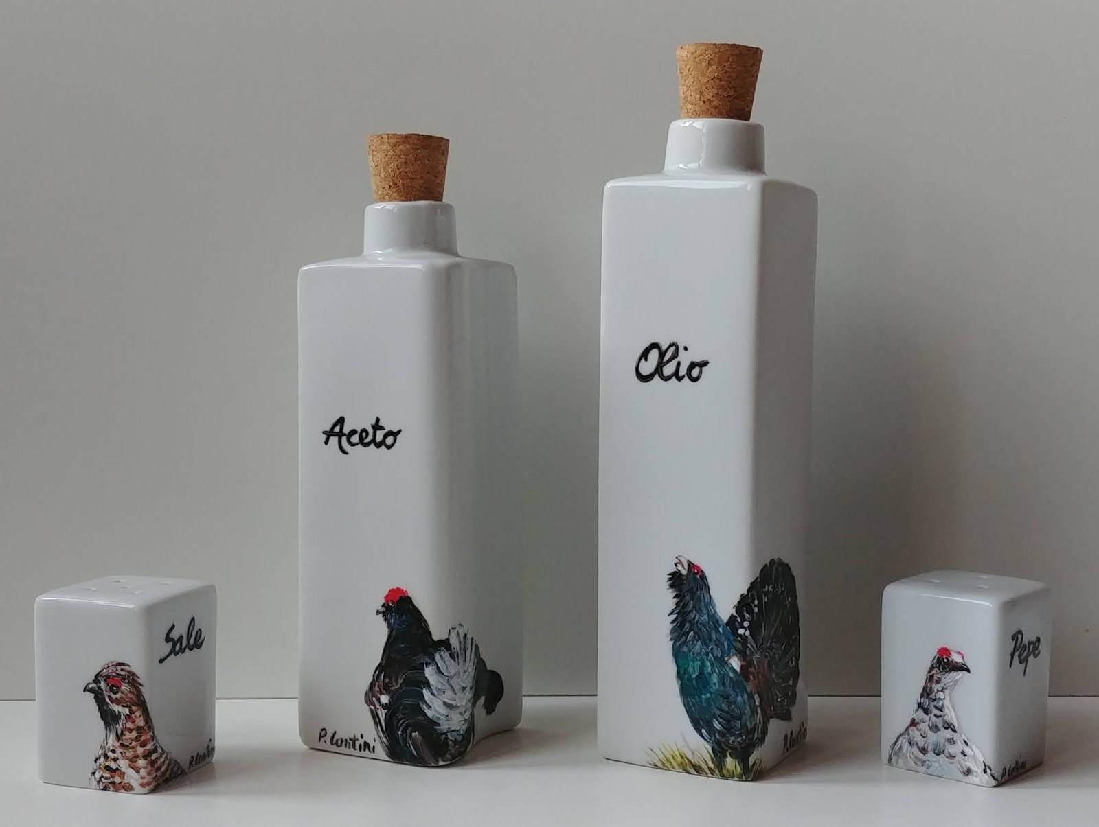 Set Olio E Aceto 5 Pezzi - Dispenser Con Coperchio Girevole, Sale E Pepe, Vetro E Acciaio