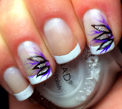 french tip flowers nails nail tips designs flower opi purple addict silver