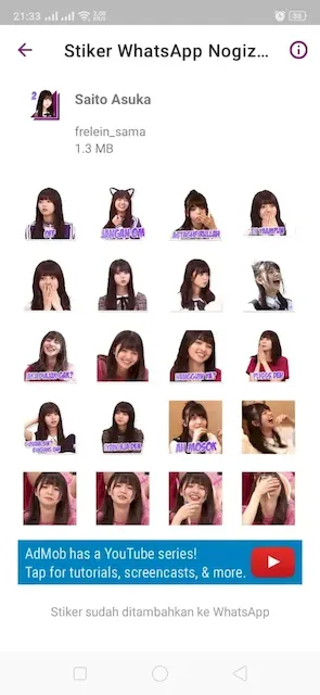 Cuplikan Aplikasi Sticker WhatsApp Nogizaka46