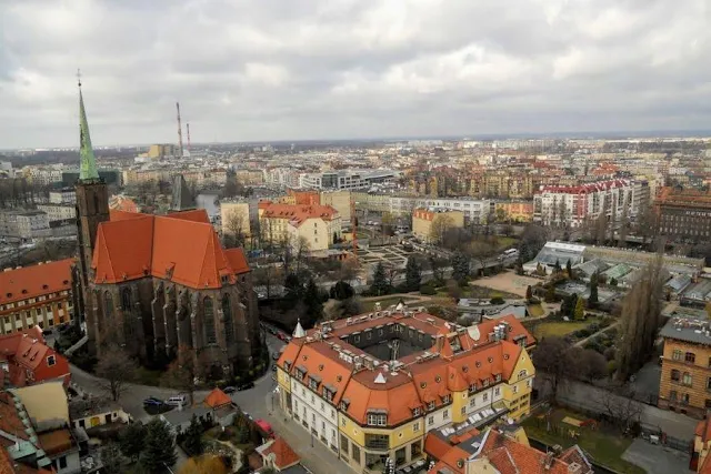 View from the cathedral in Wroclaw in winter