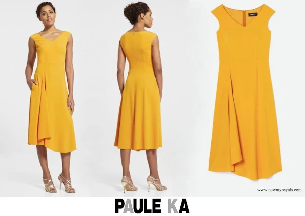 Princess Stephanie wore Paule Ka Sleeveless midi dress