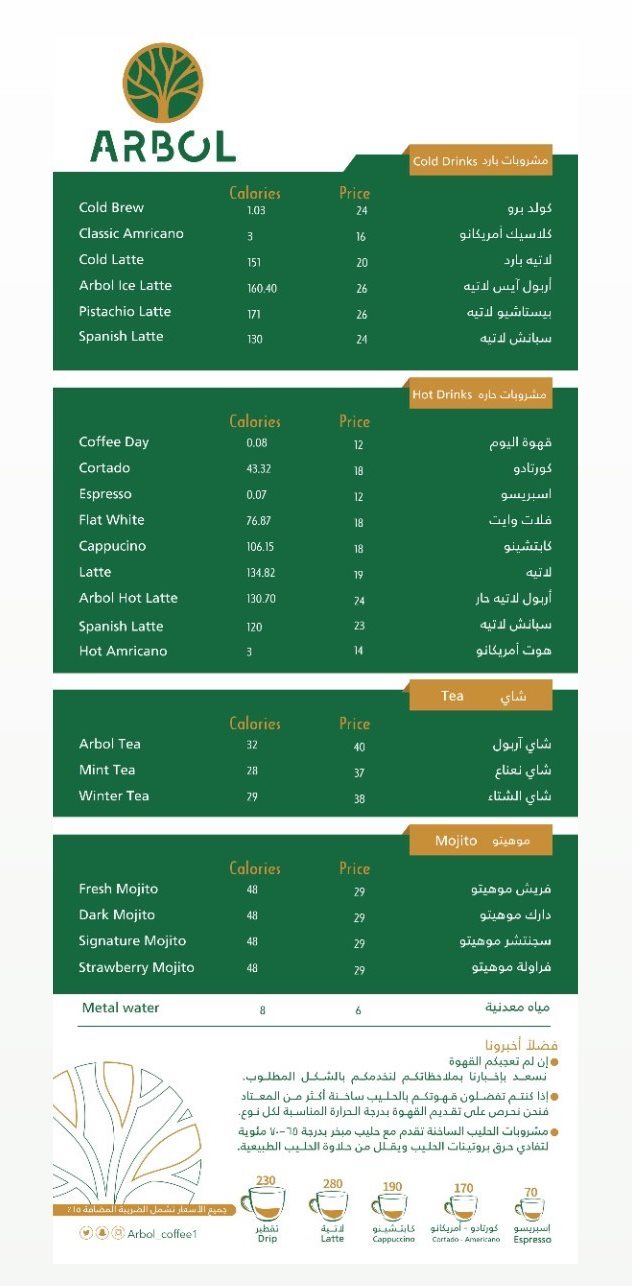 قائمة مقهى اربول ورقم الهاتف وساعات العمل