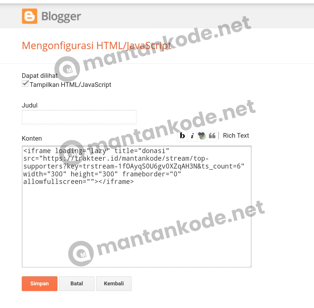 Widget HTML Trakteer Blogger - mantankode Widget HTML Trakteer Blogger - mantankode