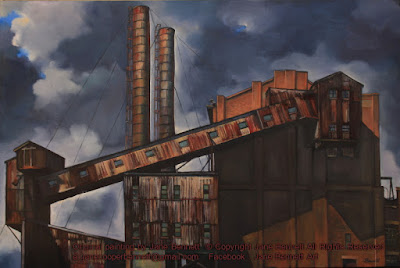 Industrial Heritage and urban decay - Plein air oil painting of the White Bay Power Station by artist Jane Bennett