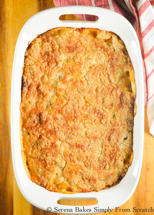 Easy Peach Cobbler Recipe is perfect for dessert from Serena Bakes Simply From Scratch.