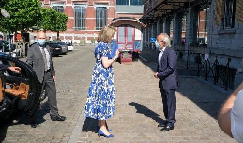 Queen Mathilde wore a new Queena willow patterns midi dress from Diane Von Furstenberg
