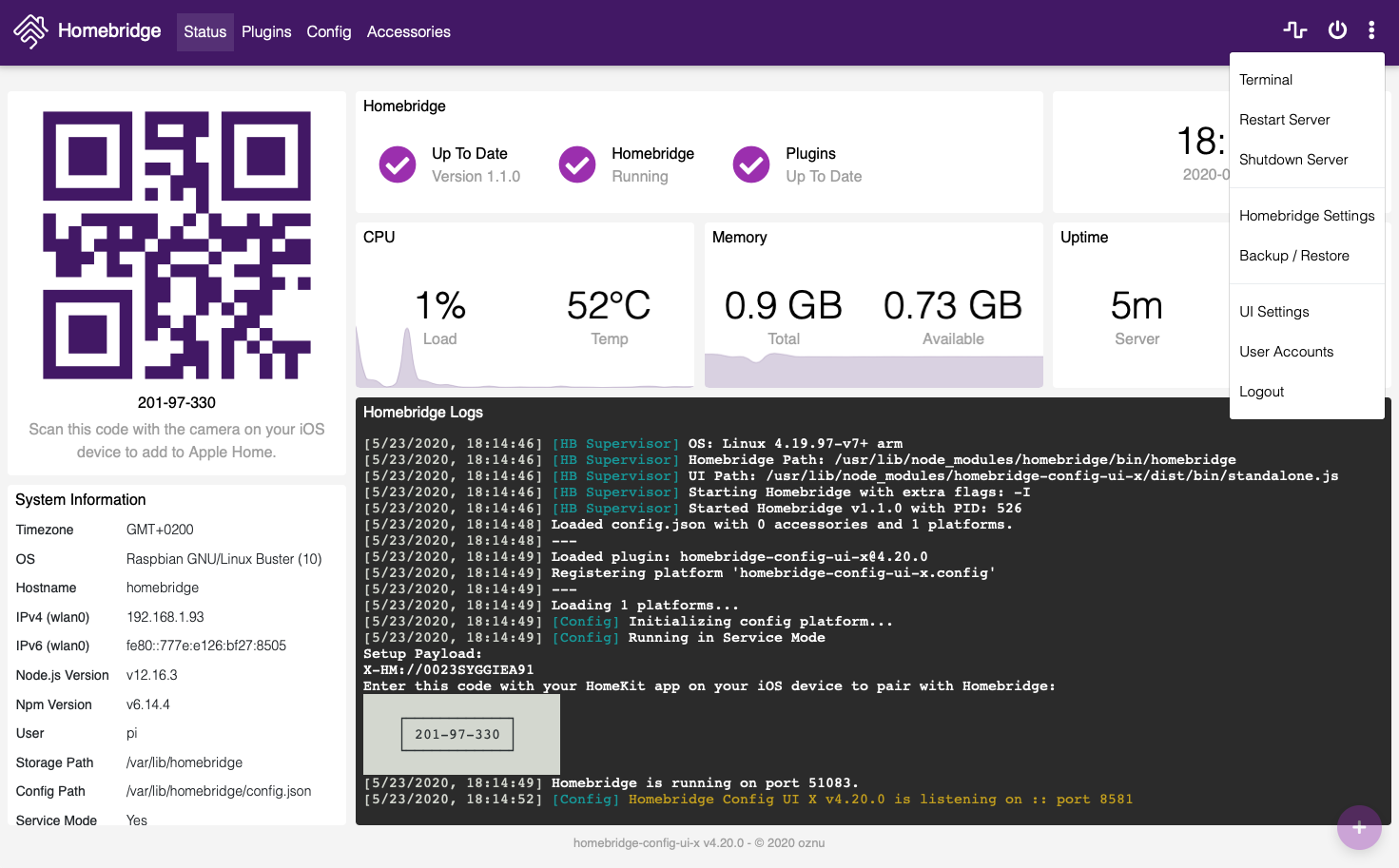 Pyssel Homebridge made simple, Homebridge