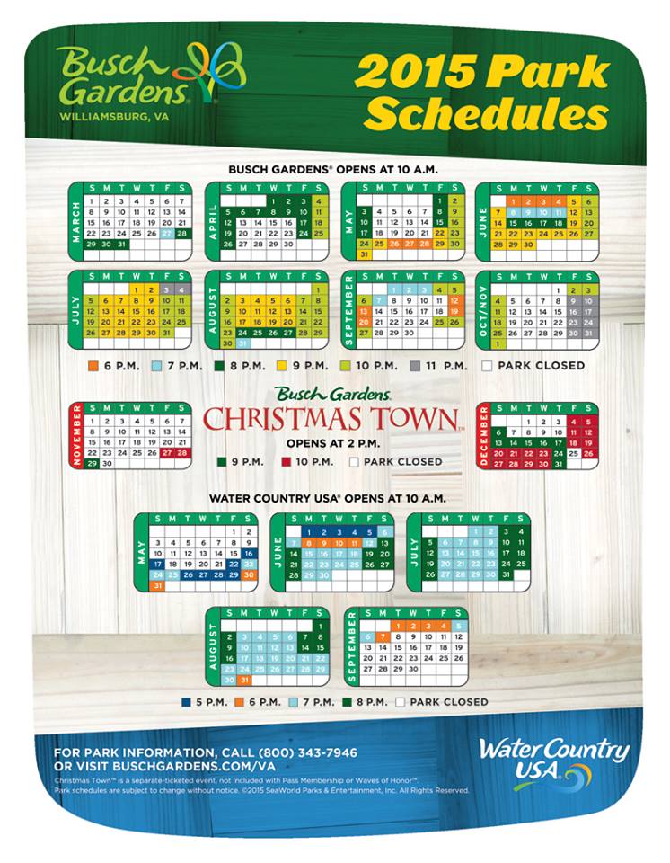 Busch Gardens Calendar Home Ideas
